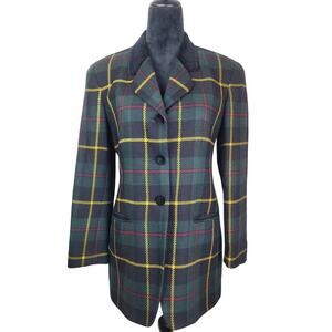 Vtg 90s Jones New York Womens Worsted Wool Tartan Plaid Blazer Preppy Clueless 4